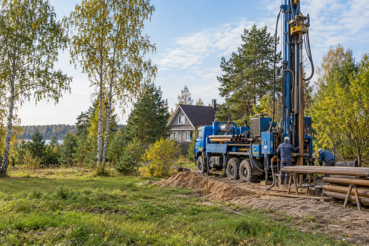 Буровая установка на загородном участке